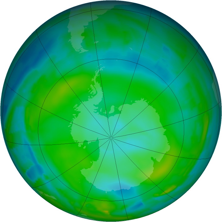 Antarctic ozone map for 20 June 2012